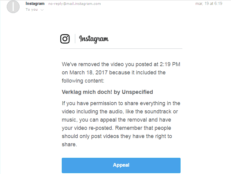 instagram copyright music appeal 