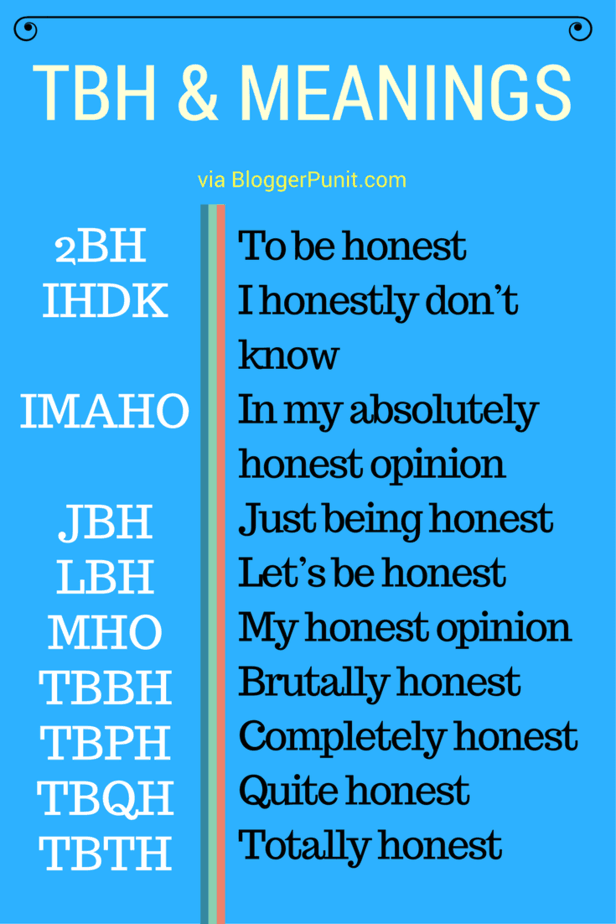 What does TBH mean infographic