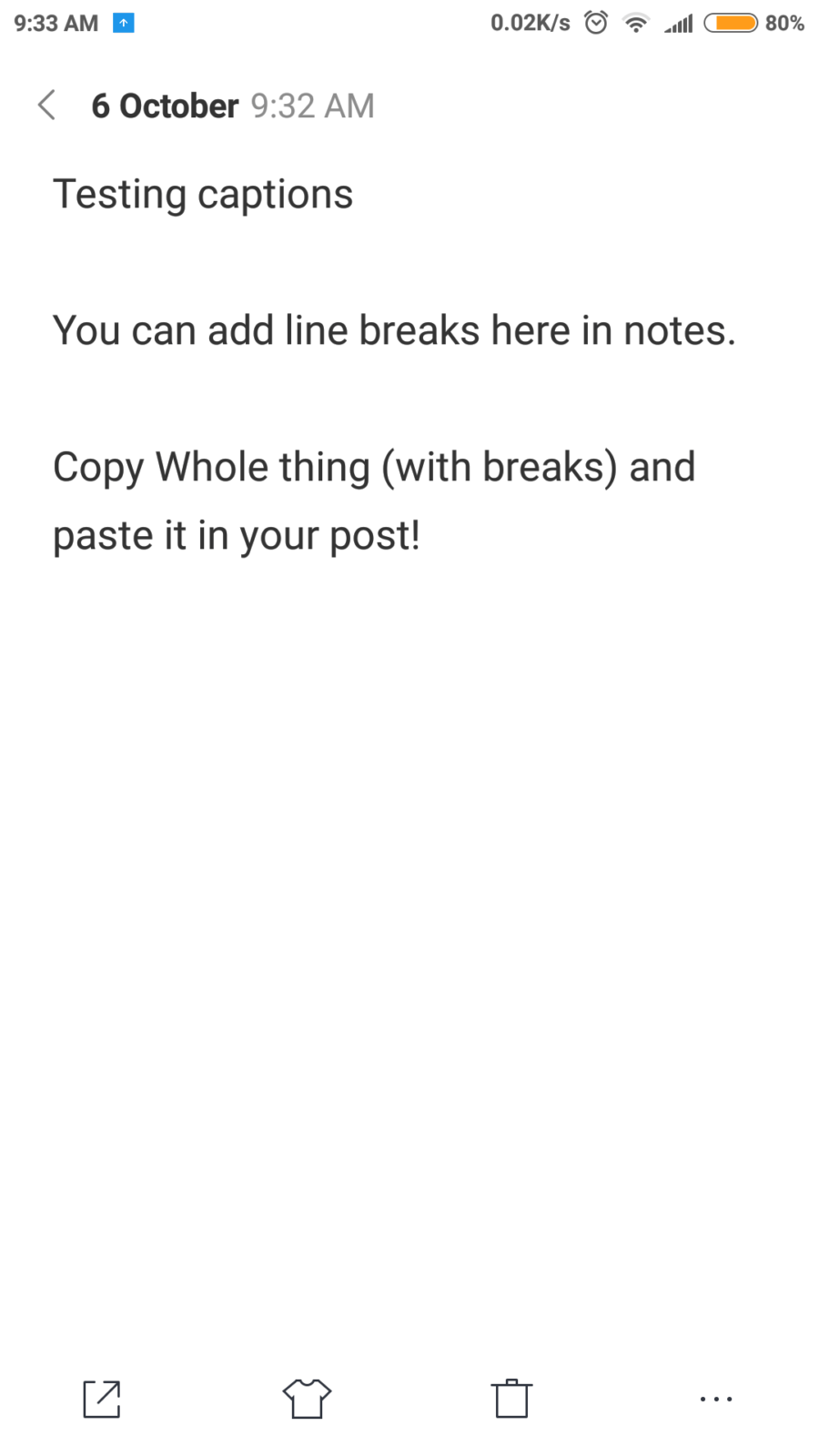  Line breaks on Instagram via Notes