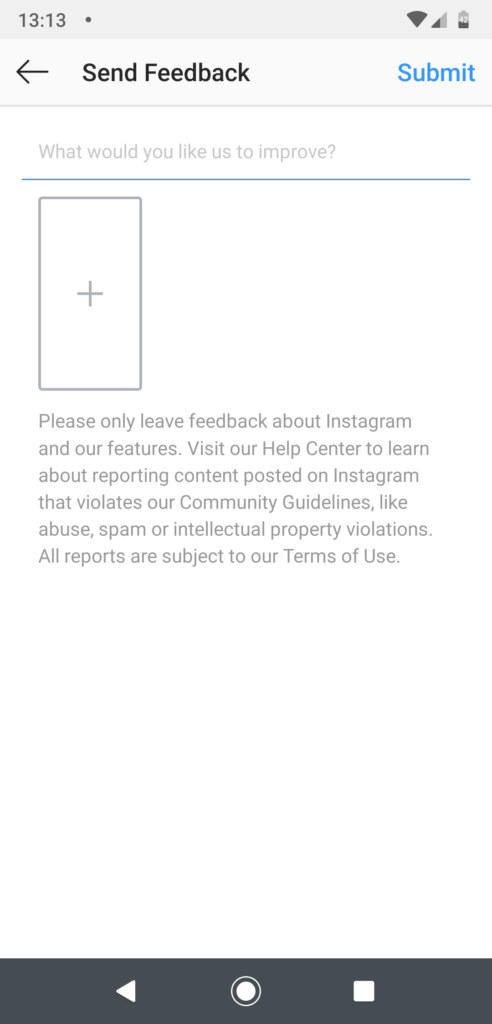 In-app Instagram Support