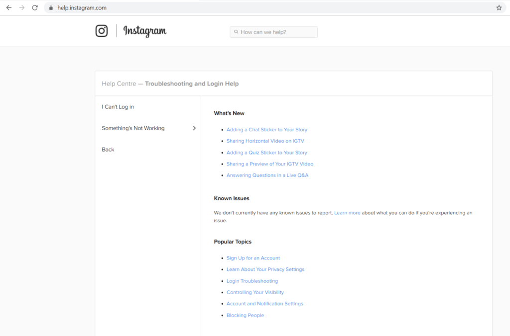 Contact Instagram Support web